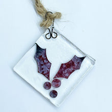 Load image into Gallery viewer, Handmade fused glass with copper holly christmas tree decoration