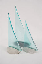 Load image into Gallery viewer, Aqua tint fused glass pebble yacht boat