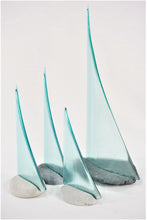 Load image into Gallery viewer, Aqua tint fused glass pebble super yacht boat