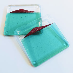 Bantham Burgh Island fused glass coaster