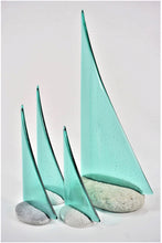 Load image into Gallery viewer, Aqua fused glass pebble super yacht boat
