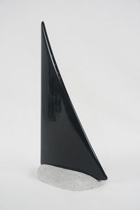 Black fused glass pebble yacht boat