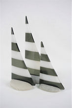 Load image into Gallery viewer, Black and white fused glass pebble yacht boat