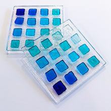 Load image into Gallery viewer, Blue mosaic fused glass coaster