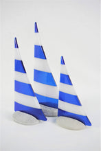 Load image into Gallery viewer, Blue and white fused glass pebble yacht boat