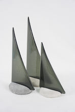 Load image into Gallery viewer, Charcoal fused glass pebble yacht boat