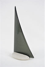 Load image into Gallery viewer, Charcoal fused glass pebble yacht boat