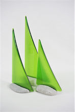 Load image into Gallery viewer, Green fused glass pebble yacht boat