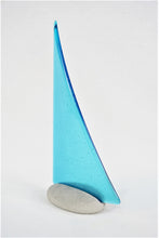 Load image into Gallery viewer, Light Turquoise fused glass pebble yacht boat