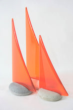 Load image into Gallery viewer, Orange fused glass pebble yacht boat