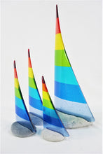 Load image into Gallery viewer, Rainbow fused glass pebble yacht boat super yacht