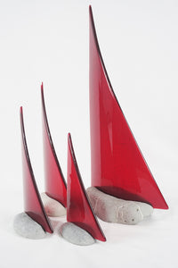 Red fused glass pebble yacht boat super yacht