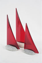 Load image into Gallery viewer, Red fused glass pebble yacht boat