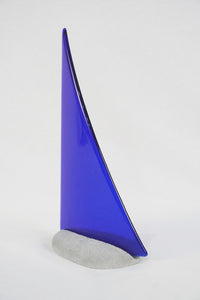 Royal Blue fused glass pebble yacht boat