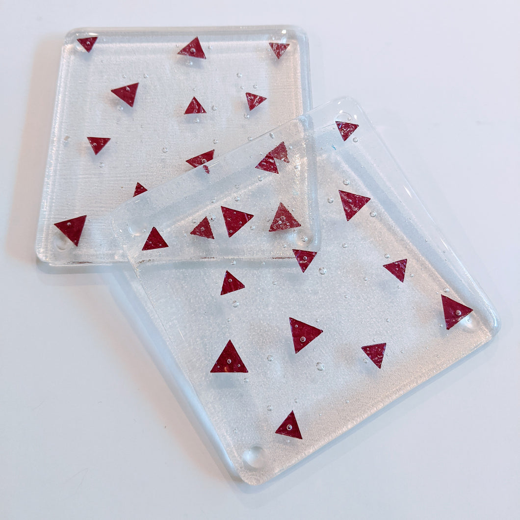 Triangles fused glass coaster