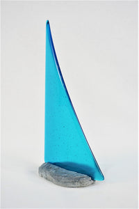 Turquoise fused glass pebble yacht boat