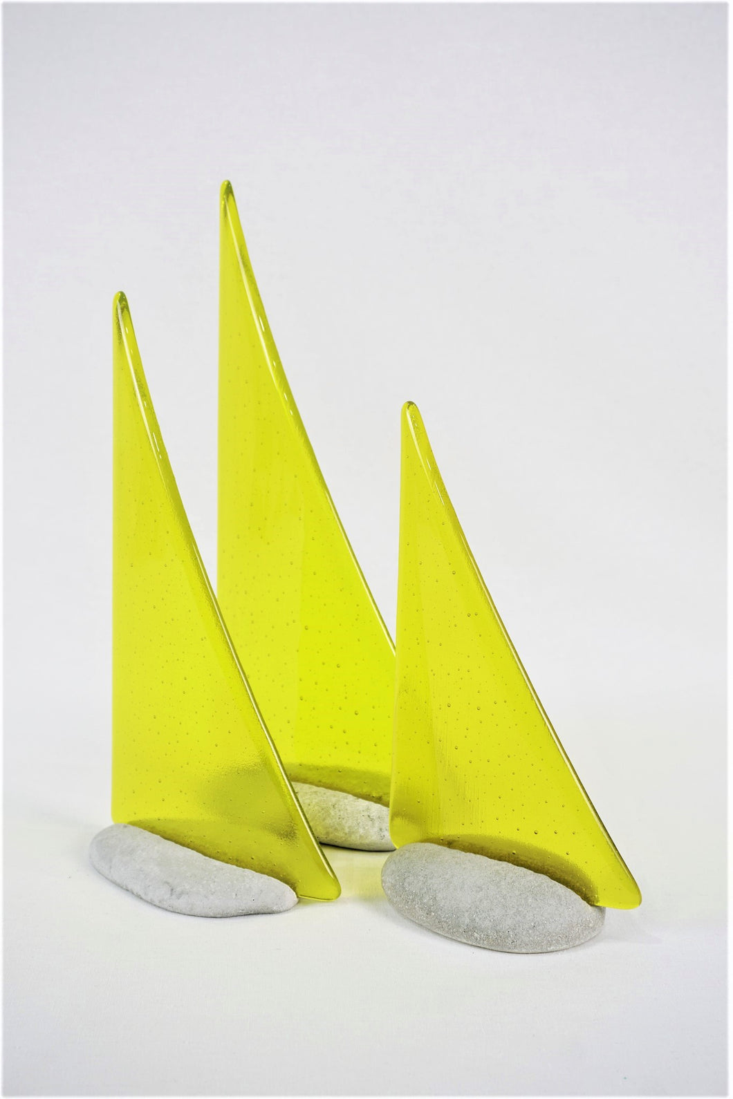 Yellow fused glass pebble yacht boat